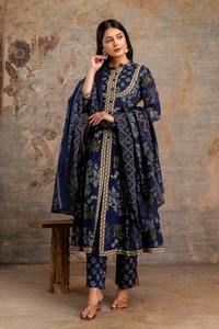 Ensemble ethnique pour femmes, haut et bas, vêtements indiens pour femmes, haut Anarkali en coton imprimé avec pantalon et dupatta en dentelle Kota Doria - Product Image 2