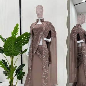 Lehenga Saree prêt-à-porter, nouveau design, faux georgette, fil avec broderie de sequins, Lehenga Saree à volants, Saree drapé - Product Image 1