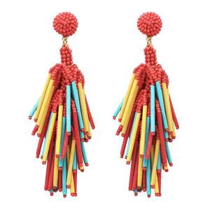 Pendientes de cuentas Boho coloridos, accesorios de cuentas de semillas hechos a mano, pendientes de gota de cuentas de semillas de moda para mujeres y niñas - Product Image 2