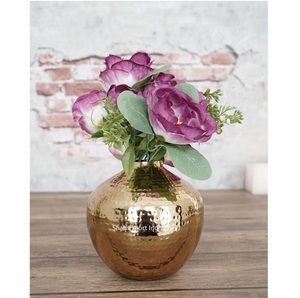 Nuevo Florero Decorativo de Metal Martillado en Color Dorado para Decoración de Mesa en el Hogar y la Oficina, Maceta con Forma de Capullo - Product Image 4