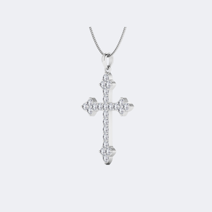 Collar con Colgante de Cruz de Diamantes Redondos de 2.65CTW, Engastado en Oro Sólido, Joyería Religiosa, Cruz Clásica para Mujeres y Hombres - Product Image 2