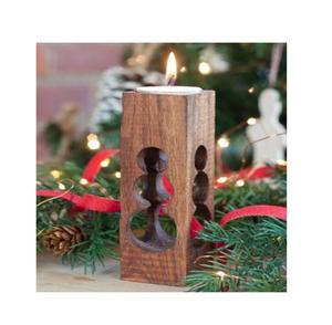 Soporte de vela de madera de diseño creativo, soporte de metal decorativo para restaurante de mesa barato para el hogar o regalo - Product Image 1