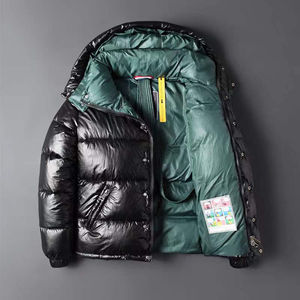 2022 nueva marca de invierno para hombre, chaqueta acolchada gruesa rellena de algodón con cuello levantado, negra con capucha, - Product Image 4