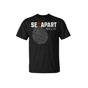 T-shirt cristiana accattivante con versetti dai Salmi 4 e 3, Impronta di Gesù che lo distingue, Articolo promozionale - Product Image 2