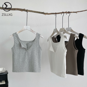 Top Corto sin Mangas con Logotipo Personalizado al por Mayor, Top de Mujer de Punto Acanalado - Product Image 1