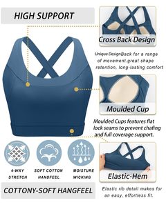 Wholesale Breathable Custom logo Polyester/Spandex Women Gym Fitness Yoga <b>Sets</b> High Impact Sports Bra for Women - Product Image 5