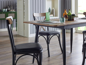Modern Wooden Dining <b>Table</b> <b>and</b> 4 <b>Chairs</b> Set with Metal Legs, Industrial Style Kitchen Seating Set, Durable, Stylish Design, High - Product Image 1