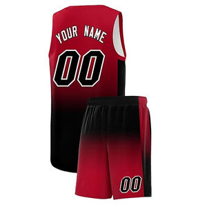 เสื้อเจอร์ซีย์แขนกุดพิมพ์ลายทแยงเสื้อผ้าโพลีเอสเตอร์ชุดฝึกทีมแขนกุดสีแดงและสีดำ - Product Image 3