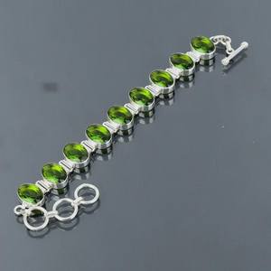 Bracelet en péridot, argent sterling, pierre précieuse verte, cadeau pour femme, pierre de naissance d'août, élégant - Product Image 3