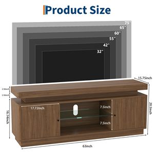 Mobile TV in Legno di Noce con Luci LED, Top Flottante, Stile Mid-Century Moderno, Centro Intrattenimento, Console Multimediale, Arredamento per la Casa - Product Image 1