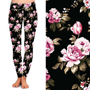 Leggings de Cintura Alta con Estampado Floral, Impresión Digital, 92% Poliéster, 8% Elastano, Suaves como la Mantequilla, para Mujer - Product Image 5
