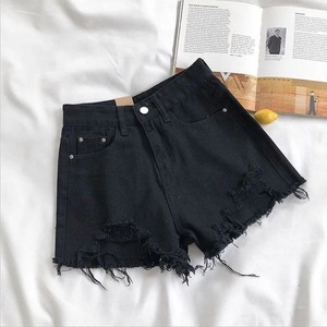 2025 personnalisé Premium Design élégant lavé Denim taille haute femmes Shorts femmes été jean Shorts avec nœud fourrure décoration - Product Image 5