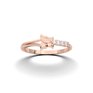 0.07 Carat E-F/VVS-VS Moissanite Round Cut Diamond Prong Set Butterfly Shape Ring Made in Silver For Her - Product Image 5