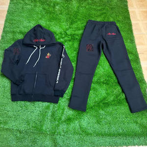 zip up hoodie 400 gsm screen printing & embroidery logos Tracksuits <b>scrunchy</b> waistband and regular pant hoodie sets - Product Image 1