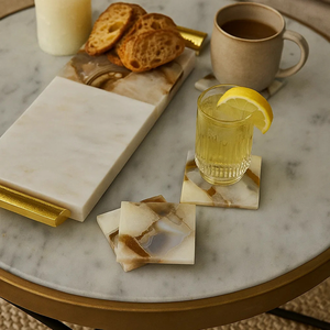 ถาดเสิร์ฟหินอ่อนธรรมชาติหรูหราพรีเมี่ยมจานทำมือดีไซน์ทันสมัยหรูหราสำหรับโฮมออฟฟิศขายส่ง - Product Image 2