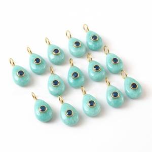 Amazonite naturelle poire pierre précieuse faite à la main 925 argent et or plaqué Double pierre lâche incrustation mode pendentif breloque bijoux de mode - Product Image 4