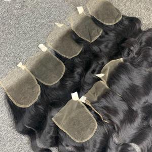 VQHAIR cierre 4by4 vietnamita Virgen no Remy extensiones de cabello crudo estilo de encaje superior corte un donante precio competitivo cabello humano - Product Image 1