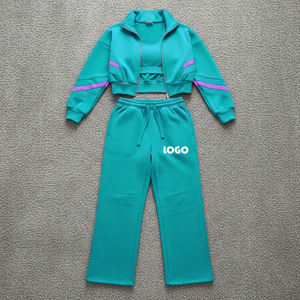 Ensemble de survêtement pour femme, vert sarcelle, manches longues, demi-zip, style sportif, couleur unie, pantalon à cordon de serrage, respirant, coupe régulière, pour l'automne - Product Image 1