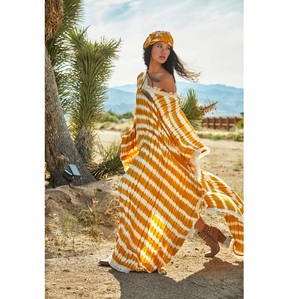 Tela de Alta Calidad Ecológica de Algodón con Encaje y Tinte Anudado, Estilo Bohemio, Largo Midi para Vestidos Personalizados y Ropa de Playa, Corte Holgado - Product Image 1