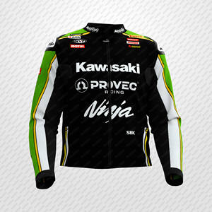 Alex Lowes Rawasaki negro motocicleta cuero de vaca/cuero de canguro pista montar/carreras hecho a medida Hump Biker Jacket CE protectores - Product Image 1