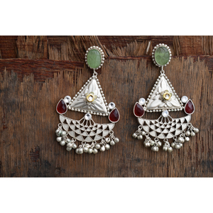 ต่างหูห่วงใหญ่แบบติดหู ทำมือ ดีไซน์คล้ายเงินแท้ ปี 2025  วัสดุทองเหลืองประดับด้วยหิน สำหรับเด็กผู้หญิงและผู้หญิง - Product Image 1