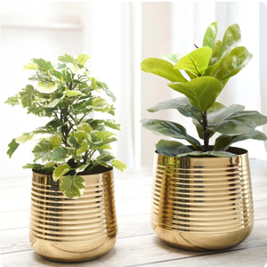 Ensemble de jardinière en métal côtelé Pot de jardin en métal élégant et durable fabriqué avec des matériaux de haute qualité et fini avec résistant à la rouille - Product Image 1