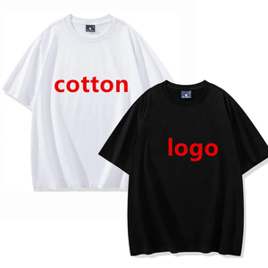 T-shirt à manches courtes pour homme en coton 100% tricoté personnalisé, blanc et noir, avec tissu doux et respirant et impression de logo - Product Image 1