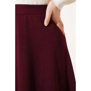 Falda acampanada recta de mujer rojo clarete - Product Image 1