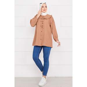 เสื้อคลุมโบว์สีแทนขนาด XL เสื้อสไตล์แฟชั่น - Product Image 2