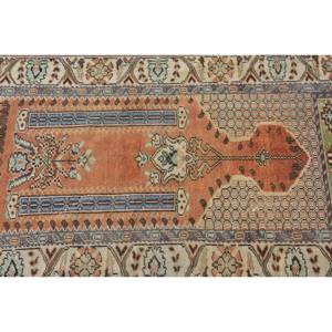 พรมตุรกีวินเทจคลาสสิกสีส้มน้ำเงิน3.4 x 5.7ft สำหรับห้องนั่งเล่นห้องนอนผ้าขนสัตว์โพลีเอสเตอร์ - Product Image 5