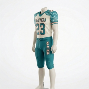 Maillot de football américain personnalisé bleu sarcelle et crème, pantalon rembourré, uniforme d'équipe numéro 23, vêtements de sport haute performance, fournisseur OEM ODM en gros - Product Image 2
