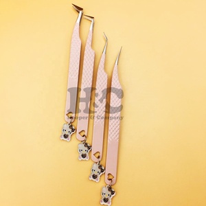 Pince à épiler pour extensions de cils en acier inoxydable, durable, pointe fine, 90 degrés, anti-magnétique, logo personnalisable, durable, charme, vison - Product Image 4