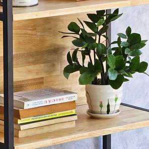 Étagère à 4 niveaux moderne 60x30x110cm en bois d'hévéa avec structure en fer KS68227 pour salon, bureau et chambre d'enfant - Product Image 4