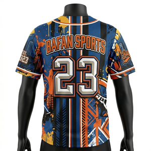 T-shirt 100% coton pour homme, coupe ample, imprimé, jersey de baseball premium en polyester mesh 180 GSM, bleu, orange, noir, panneaux rayés - Product Image 6