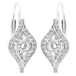 Pendientes de Clip con Zirconia Cúbica y Plata 925, Chapados en Oro con Piedra de Diamante, Regalo de Boda para Mujer - Product Image 1