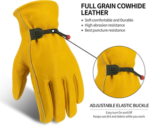 Guantes de conductor de trabajo de construcción de cuero de vaca de grano completo duraderos Protección de manos Guantes de conducción de seguridad de trabajo industrial - Product Image 4