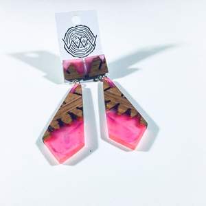 Capacidad de madera llamativa calidez cuelga hoja de oro negro blanco resina forma de corazón pendientes cuadrados redondos geométricos resina de madera - Product Image 2