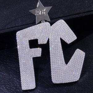 Meilleures ventes, pendentifs et breloques pour hommes, hip-hop, plaqués or, luxe, certifiés IGI, pavé clair, moissanite VVS, argent sterling 925 - Product Image 1