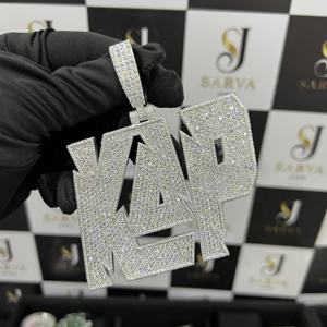 Colgantes de Plata 925 con Diamantes VVS Personalizados, Certificados por IGI, Oro Rosa, Unisex, para Fiestas, Estilo Hip Hop, con Piedras - Product Image 1