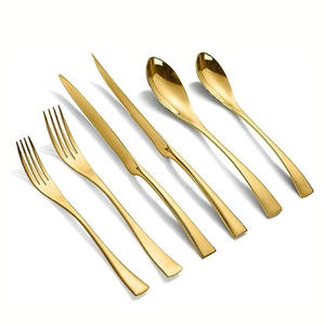 Juego de cubiertos chapados en oro reutilizables fabricante de cubiertos al por mayor cubiertos de acero inoxidable diseñador para eventos de banquetes - Product Image 1