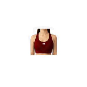 Soutien-gorge de sport pour femme en spandex/polyester, maintien élevé, antibactérien, dos ouvert, décolleté bas, haute élasticité, bretelles croisées, devant uni - Product Image 1