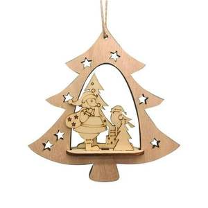 เครื่องประดับแขวนคริสต์มาสทำจากไม้แนววินเทจสำหรับตกแต่งต้นไม้ด้วยดีไซน์ที่สร้างแรงบันดาลใจในวันหยุดแบบดั้งเดิม - Product Image 1