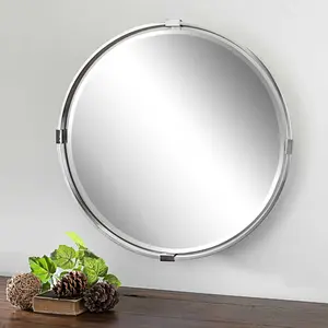 Uttermost Tazlina fait à la main moderne décor à la maison Accent miroir style contemporain miroir mural en nickel brossé pour salon - Product Image 1