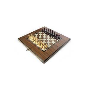Juego de ajedrez y backgammon de madera a cuadros hecho a mano clásico ecológico - Product Image 1