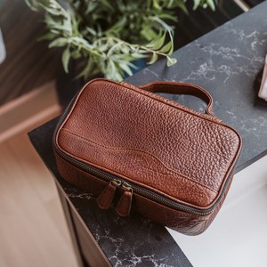 Men's Leather <b>Toiletry</b> Bag Large Capacity <b>Storage</b> Portable Travel <b>Toiletry</b> Dopp Kit Bag Case with Zipper for Convenient Bag - Product Image 5