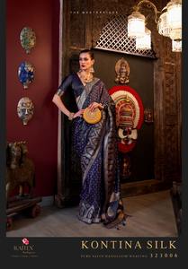 Sari de secuencia de borde tejido de seda satinada de último diseñador por Fab Zone - Product Image 3