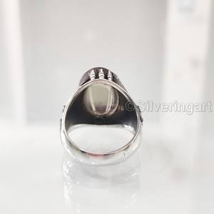 Bague en argent sterling 925 pour homme, avec pierre précieuse naturelle quartz fumé, pierre de naissance de avril, toutes tailles, cadeau d'anniversaire, vente en gros - Product Image 6