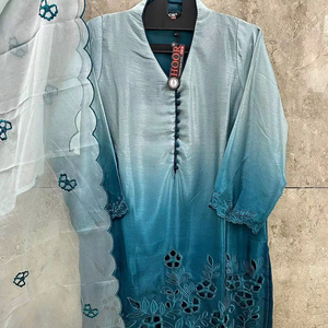 Elegante XL Tamaño 42 Heavy Chinon Shalwar Kameez Traje Estirable Fondo Organza Dupatta Elegante Vestido de estilo paquistaní para - Product Image 1