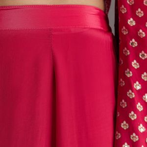 Traje de Kurta Palazzo con estampado rojo carmesí, venta al por mayor, Ropa Étnica para mujer, fábrica de ropa OEM, Proveedor de Ropa a granel, conjunto de moda personalizado - Product Image 6