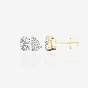 Boucles d'oreilles en or 14 carats avec diamants en moissanite de forme ovale et en forme de poire, bijoux élégants et luxueux - Product Image 1